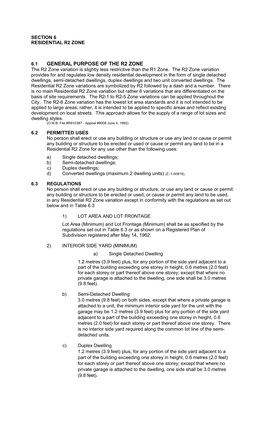 Section 6 Residential R2 Zone