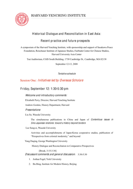 HARVARDYENCHING INSTITUTE Historical Dialogue And