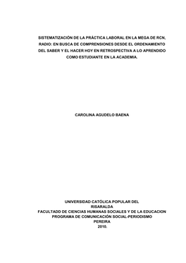 Sistematización De La Práctica Laboral En La Mega De