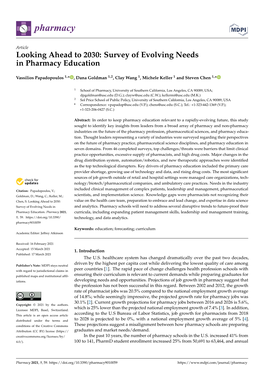 Survey of Evolving Needs in Pharmacy Education