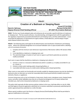 Creation of a Bedroom Or Sleeping Room Issued 07/24/2006 René M