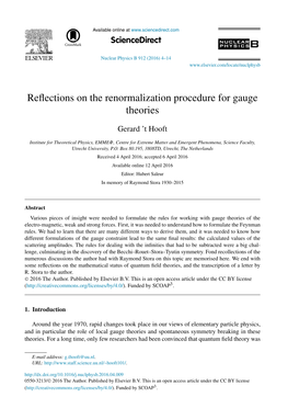 Reflections on the Renormalization Procedure for Gauge Theories