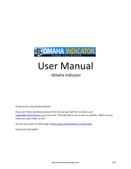 Omaha Indicator User Manual