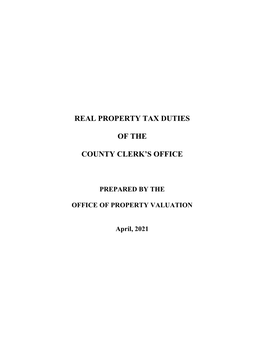 2021 Real Property Tax Duties of the County Clerk's Office Manual