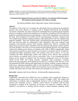 Professional Development Practices and Service Delivery of Academic Staff in Kampala International and Kyambogo Universities in Uganda