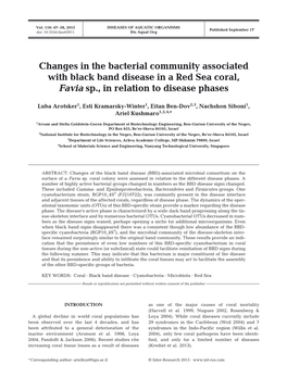 Changes in the Bacterial Community Associated with Black Band Disease in a Red Sea Coral, Favia Sp., in Relation to Disease Phases