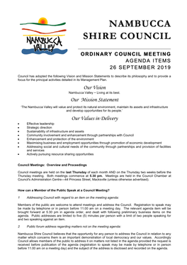 Agenda of Ordinary Council Meeting