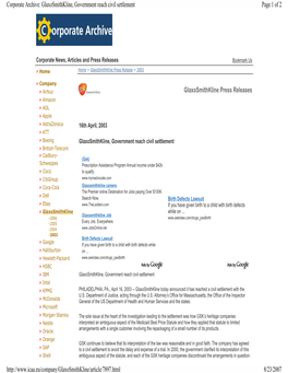 Glaxosmithkline Press Releases Page 1 of 2 Corporate Archive