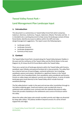 Tweed Valley Forest Park – Land Management Plan Landscape Input