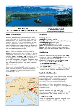 Trip Notes Slovenian Lakes and River