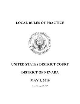 Local Rules of Practice United States District Court District of Nevada May