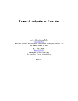 Patterns of Immigration and Absorption