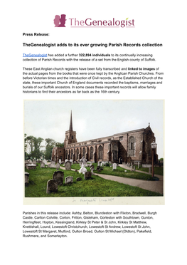 Thegenealogist Adds to Its Ever Growing Parish Records Collection