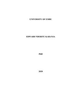 UNIVERSITY of EMBU EDWARD NDERITU KARANJA Phd 2020