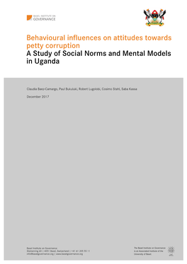 Behavioural Influences on Attitudes Towards Petty Corruption a Study of Social Norms and Mental Models in Uganda