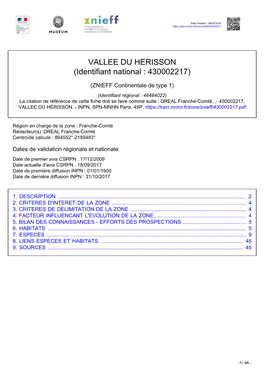 VALLEE DU HERISSON (Identifiant National : 430002217)