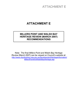 Millers Point and Walsh Bay Heritage Review (March 2007) Recommendations