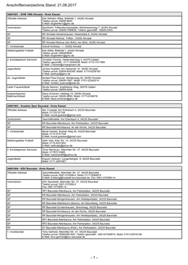 Anschriftenverzeichnis Stand: 21.08.2017