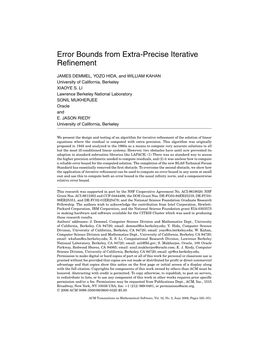 Error Bounds from Extra-Precise Iterative Refinement