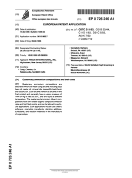 Quaternary Ammonium Compositions and Their Uses