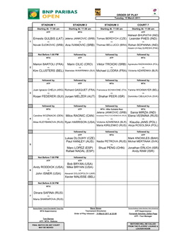 Agnieszka RADWANSKA (POL) 2 Vs Vs Vs Vs Kim CLIJSTERS (BEL) Stanislas WAWRINKA (SUI) Michael LLODRA (FRA) Victoria AZARENKA (BLR)