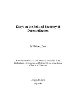 Essays on the Political Economy of Decentralization