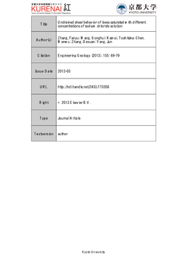 Undrained Shear Behavior of Loess Saturated with Different Title Concentrations of Sodium Chloride Solution