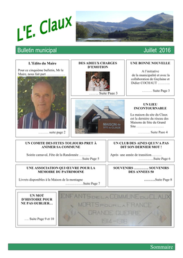 Bulletin Municipal Juillet 2016