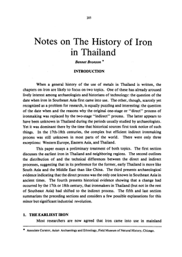 Notes on the History of Iron in Thailand Bennet Bronson *