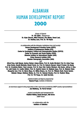 National Human Development Report Albania 2000