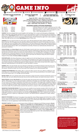 2015 Curve at a Glance Broadcast Information This