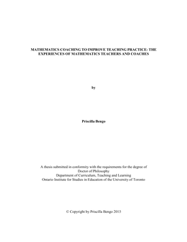 Mathematics Coaching to Improve Teaching Practice: the Experiences of Mathematics Teachers and Coaches