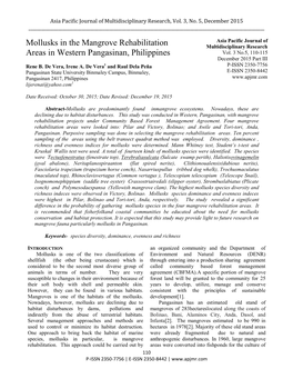 Mollusks in the Mangrove Rehabilitation Areas in Western