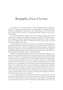 Biography of Lee I. Levine