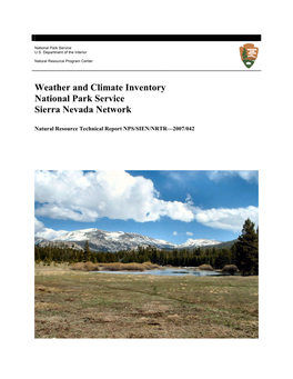 Weather and Climate Inventory National Park Service Sierra Nevada Network