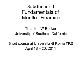 Fluid Dynamics and Mantle Convection