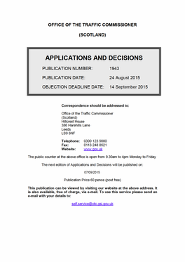 Office of the Traffic Commissioner for Scotland: Applications