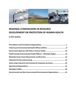 Regional Stakeholders in Resource Development Or Protection of Human Health