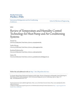 Review of Temperature and Humidity Control Technology for Heat Pump and Air Conditioning Systems