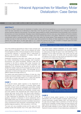 Intraoral Approaches for Maxillary Molar Distalization: Case Series Dentistry Section