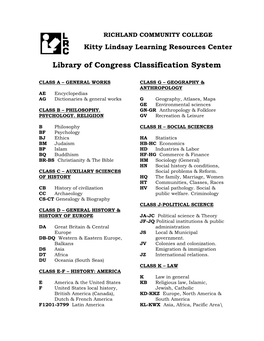 Library of Congress Classification System