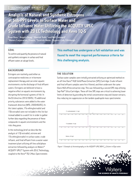 Analysis of Natural and Synthetic Estrogens at Sub-PPT Levels In