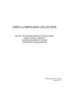 John La Montaine Collection