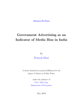 Government Advertising As an Indicator of Media Bias in India