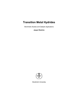 Transition Metal Hydrides