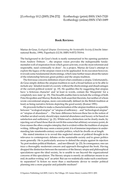 Ecotheology 10.2 (2005) 254-272] Ecotheology (Print) ISSN 1363-7320 Ecotheology (Online) ISSN 1743-1689