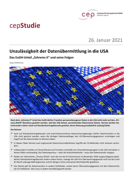 Unzulässigkeit Der Datenübermittlung in Die USA (Cepstudie)