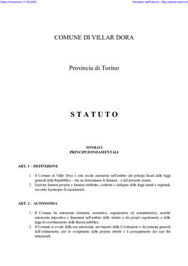 Statuto Comunale; B) Regolamento Del Consiglio Comunale; C) Piano Regolatore Generale E Strumenti Urbanistici Attuativi