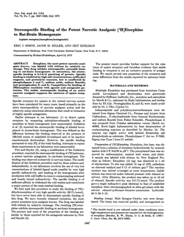 Etorphine to Rat-Brain Homogenate (Opiate Receptor/Morphine/Antagonist) ERIC J