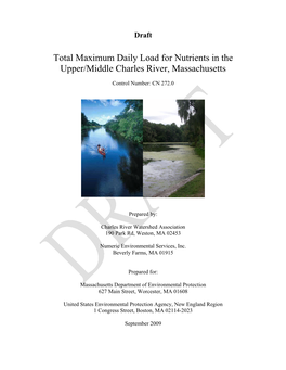 Total Maximum Daily Load for Nutrients in the Upper/Middle Charles River, Massachusetts